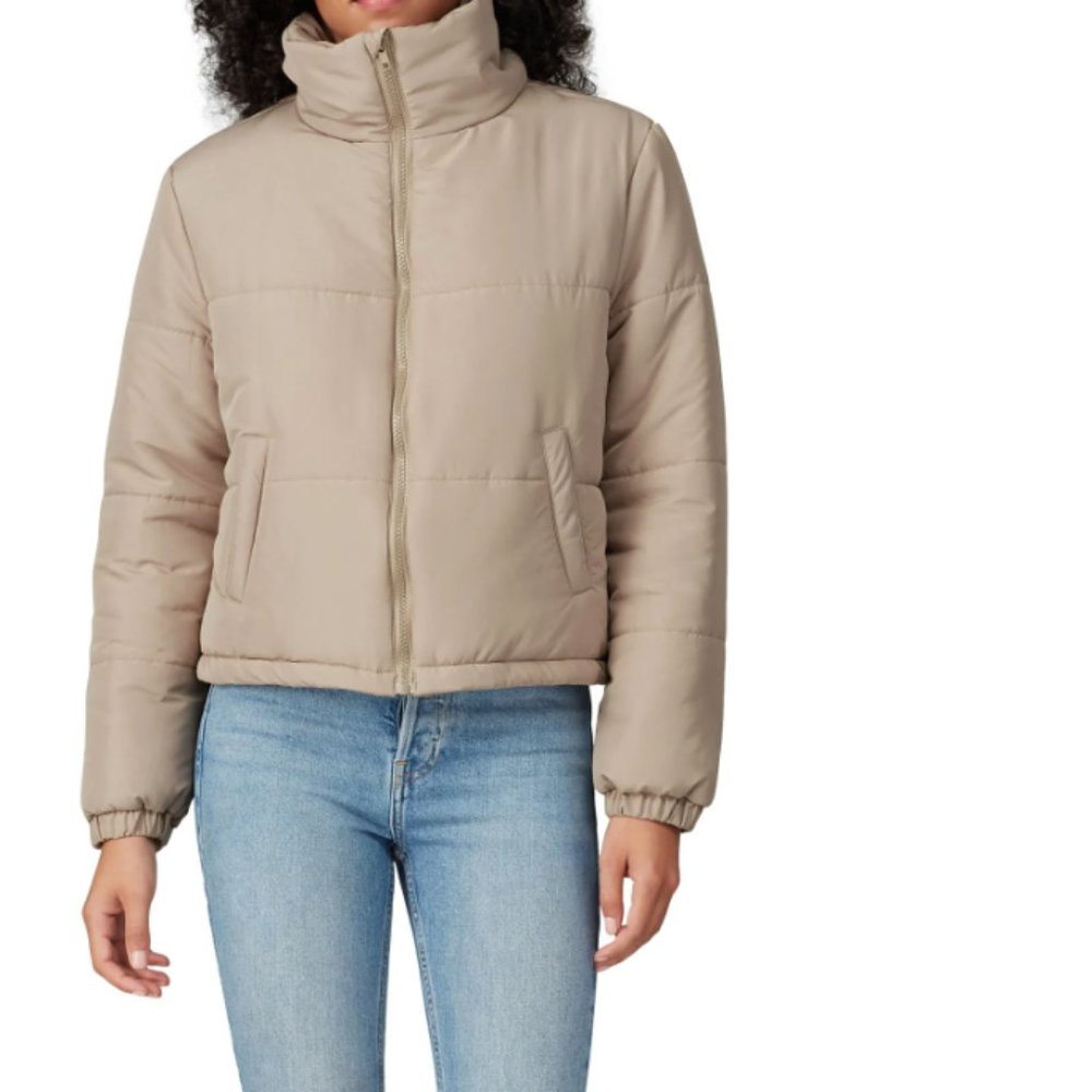 LOUNA Women's Zip-Up Long Sleeve Puffer Jacket Size L Taupe